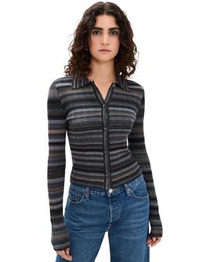 RE/DONE Ribbed Polo Cardigan - Black