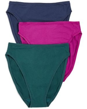 Natori Bliss Bare Cotton High Cut Briefs 3 Pack - Multicolour