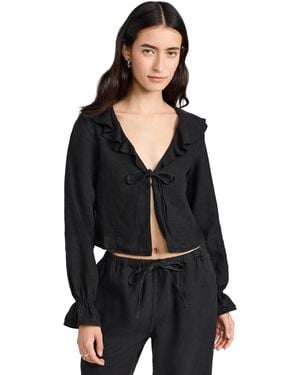 Nation Ltd Camila Ruffle Tie Front Top - Black