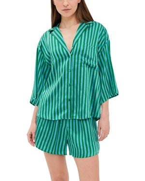 Lunya Washable Silk Relaxed Button Up Short Set - Green