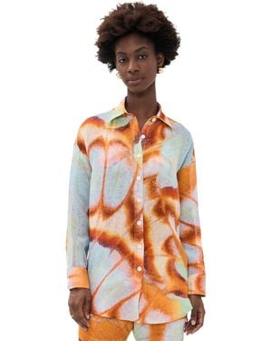 Vitamin A Playa Linen Boyfriend Coverup Shirt - Orange