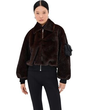 Coperni Faux Fur Bomber Jacket - Black