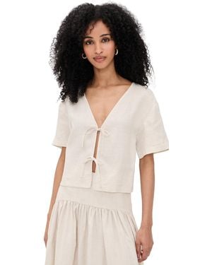 STAUD Ava Linen Top - Black
