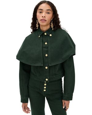 Ulla Johnson The Agata Denim Cape Jacket - Green
