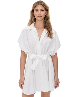 Norma Kamali Super Sleeveless Bf Neck Shirt Flared Mini Dress - White