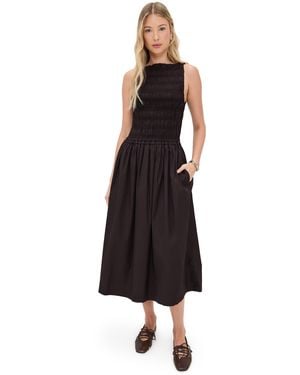 Madewell The Melody Smocked Midi Dress - Black