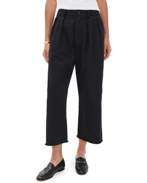 Denimist Cropped Double Pleat Wide Leg Chino Pants - Black