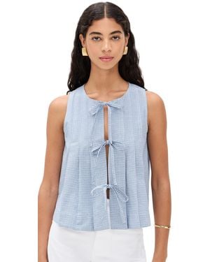 ALIGNE Tally Gingham Tie Top - Blue