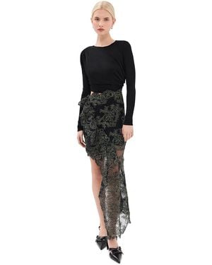Christopher Esber Verve Twisted Tee Lace Long Sleeve Dress - Black