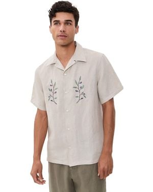 De Bonne Facture Embroidered Camp Collar Short Sleeve Shirt - Multicolor