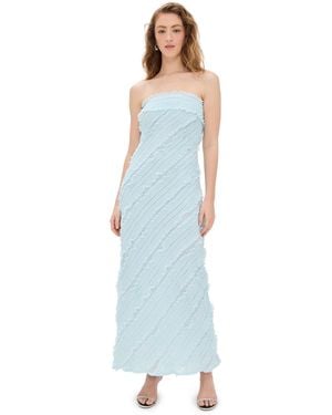 Endless Rose Strapless Ruffled Maxi Dress - Blue
