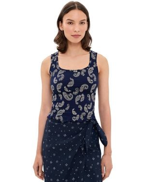 Madewell X Shopbop Smocked Square Neck Tank - Blue