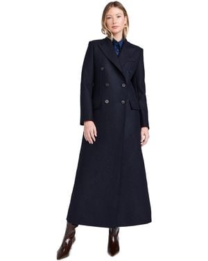 Harris Wharf London Long Double Breasted Tailored Coat Pressed Wool - Blue