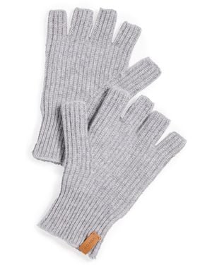 Vince Boiled Cashmere Fingerless Rib Knit Glove - White