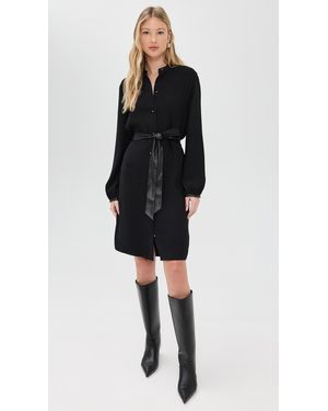 Vince Leather Trim Dress in Black | Lyst Vince Leather Trim Dress in Black | Lyst