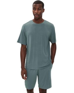 Eberjey Henry Shorts Pajama Set 8.25 Inseam - Blue