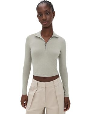 James Perse Cropped Long Sleeve Half Zip - Multicolor