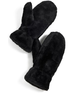 Hat Attack Faux Fur Mittens - Black