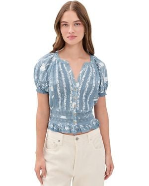 Alice + Olivia Kathryn Embroidered Blouse - Blue