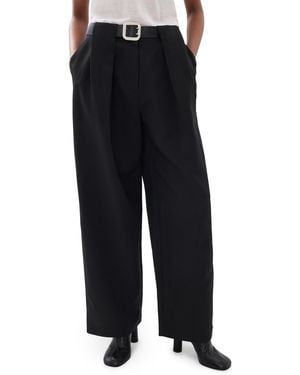 Source Unknown Matteo Belted Tuck Pants - Black