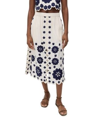 Sea Catrine Applique Midi Scallop Skirt - Black