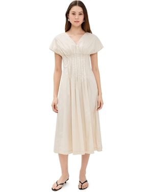 MEIMEIJ Poplin Dress With Mini Pleats - Natural