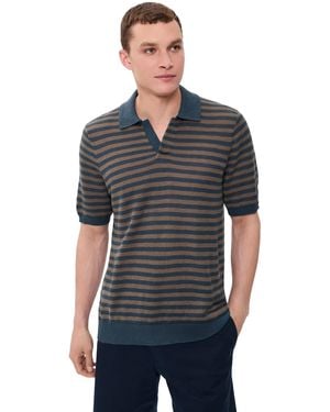 Faherty Linen Sweater Polo Top - Black