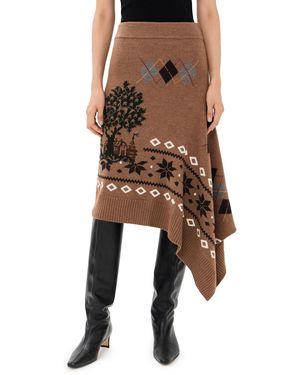 Monse Mixed Fair Isle Midi Skirt - Natural