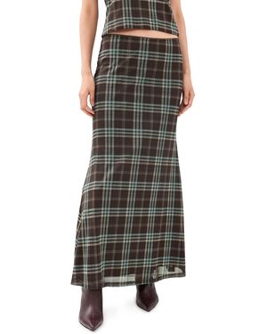 Another Girl Check Print Mesh Maxi Skirt - Black