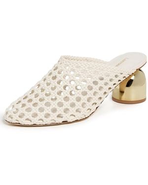 Larroude Dew Drop Macrame Mules - White