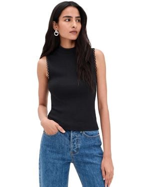 RE/DONE Mock Neck Scallop Tank - Black