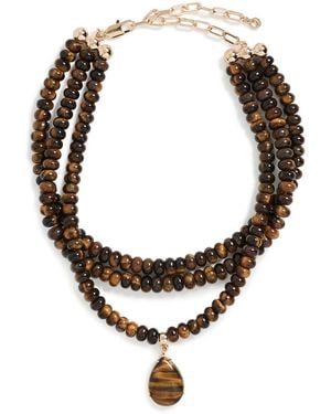 Ettika Marina Layers Tiger's Eye Necklace - Black