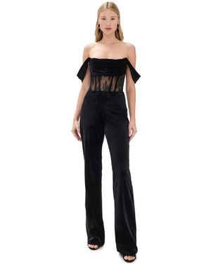 retroféte Leni Velvet Lace Jumpsuit - Blue