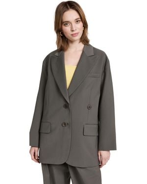 Tibi Tropical Wool Liam Blazer - Gray