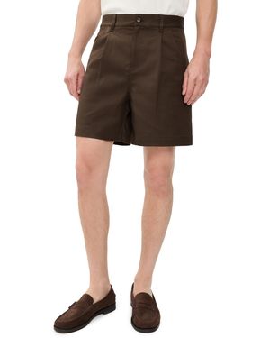 Aaron Levine Cotton Linen Pleated Shorts 7 - Black