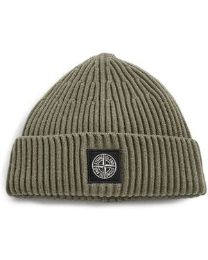 Stone Island Rib Knit Beanie - Green