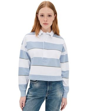 AMO Crop Annie Rugby Top - Blue