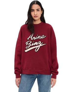 Anine Bing Miles Chenille Signature Sweatshirt - Red