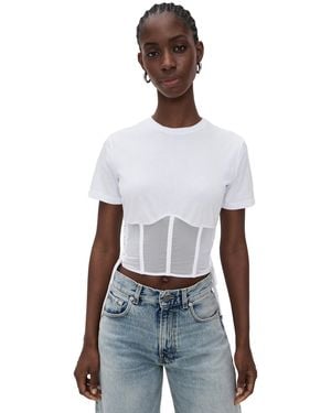 Fleur du Mal Sabrina Corset T-Shirt - White