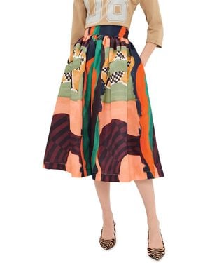 Stella Jean Amelie Printed Full Skirt - Orange