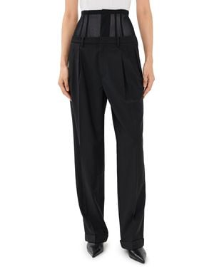Tibi Recycled Tropical Wool Corset Pants - Black
