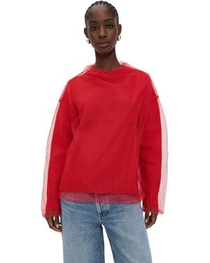 MSGM Overlay Crewneck Pullover - Red
