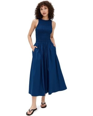 Madewell The Melody Scoopback Smocked Midi Dress - Blue