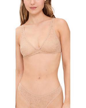 Eberjey Soft Stretch Recycled Lace Plunge Bralette - Natural