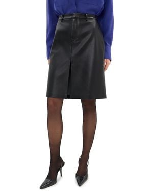Le Bos Mae Knee Length Faux Leather Skirt - Black