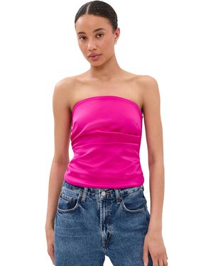 Ganni Duchesse Satin Bandeau Top - Pink