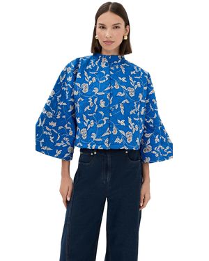 La Vie Style House Quilted Cropped Jacket - Blue
