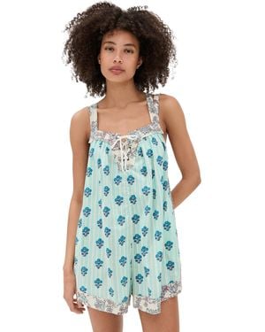Free People Port Au Prince One Piece Romper - Blue