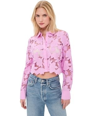 L'Agence Seychelle Cropped Button Down Shirt - Red