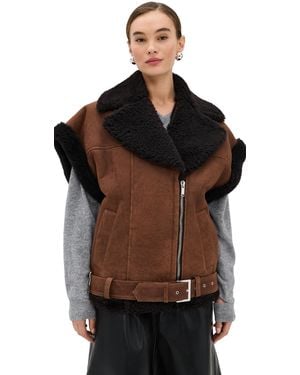 Halfboy Aviator Shearling Vest - Black